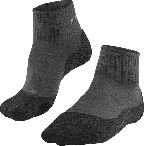 Falke tk2 wool short anti-blaar dik wol functioneel materiaal wandelsokken dames grijs - maat 37-38