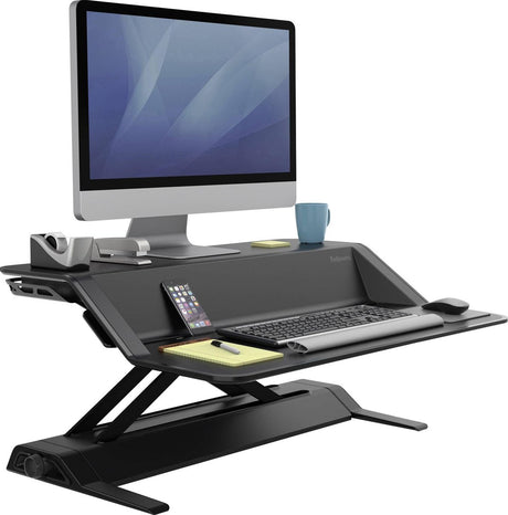 Fellowes zit-sta bureau verhoger – verstelbaar bureau opzetstuk – ergonomisch werkstation – sit stand desk converter