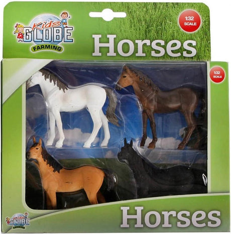 Kids globe paarden, 4st. 1:32