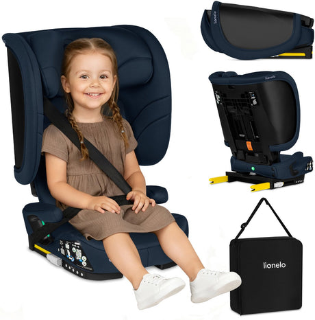 Lionelo orin autostoel isofix - opvouwbaar autostoeltje 100-150 cm (3,5-12 jaar 15 tot 36 kg groep 2 3) – 14-standen hoofdsteun – 4-standen rugleuning – licht compact – inclusief bekerhouder transporttas – kinderzitje i-size reis