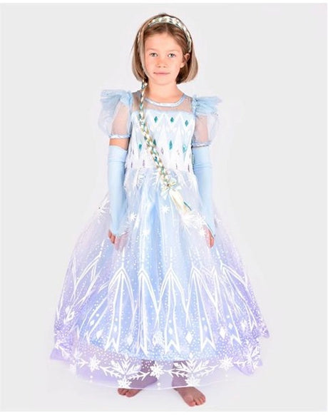 Den goda fen verkleedkledij frozen prinses jurk - 98-104cm - 3-4 jaar - blauw one size