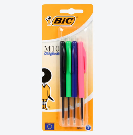 Bic m10 original fashion colors - balpennen - pen - uitschuifbaar - klikmechanisme - balpen - pennen - 4 stuks