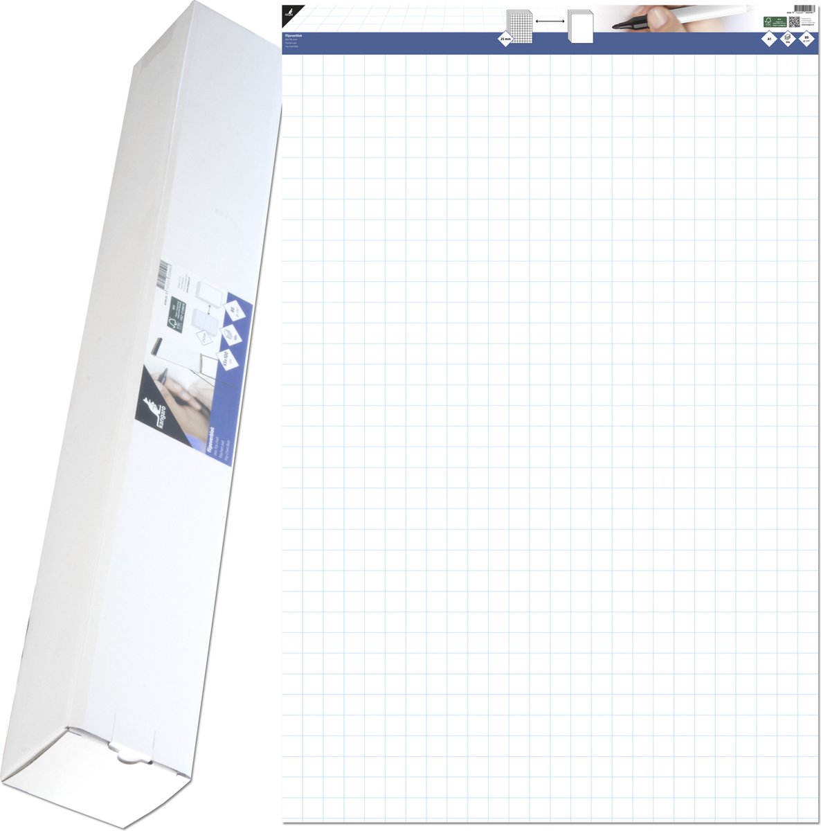 Kangaro flipoverpapier - blanco ruit - 65 x 100 cm - 65100-ds