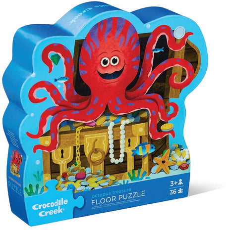 Crocodile creek octopus treasure puzzel – 36 stukjes – kinderpuzzel met octopus en verborgen schatten – kleurrijke onderwaterwereld met zeedieren – grote stevige puzzelstukken – educatief speelgoed – geschikt vanaf 3 jaar