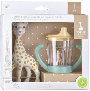 Sophie la girafe gift set – sophie de giraf en lekvrije beker met mascotte – babycadeau set