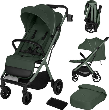 Lionelo cloe plus buggy – automatisch inklapbaar – kinderwagen tot 22 kg – compact lichtgewicht – verstelbare rugleuning – grote geveerde pu-wielen – upf50+ xxl zonnekap – voetenzak bekerhouder