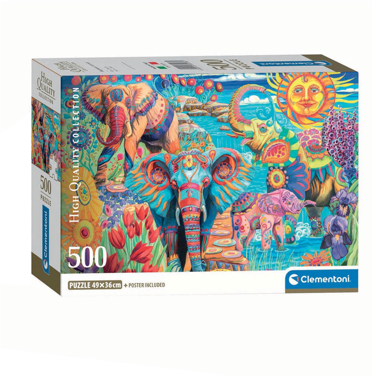 Clementoni - puzzel - 500 stukjes - olifanten carnaval - puzzel voor volwassenen - high quality collection