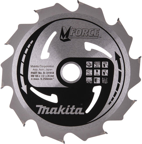 Makita cirkelzaagblad voor hout | mforce | ø 165mm asgat 20mm 10t - b-31918