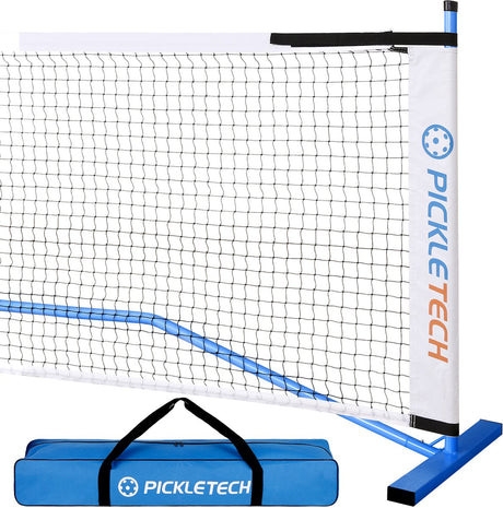 Ama sport pickleball set compleet blauw – versterkt net 3.0 pro blauw met 4 paddles en 4 ballen – draagbaar –