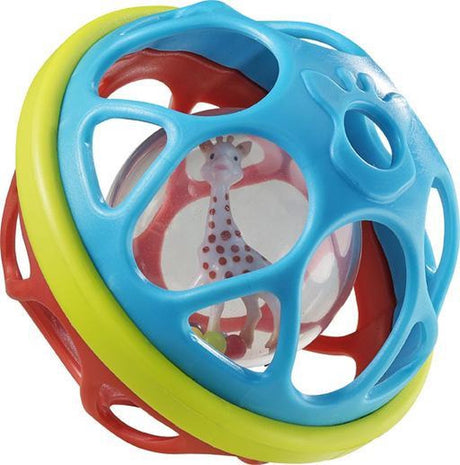 Sophie de giraf rammel speelbal - speelgoedbal - babyspeelgoed - vanaf 3 maanden - ø11 cm - rood groen blauw