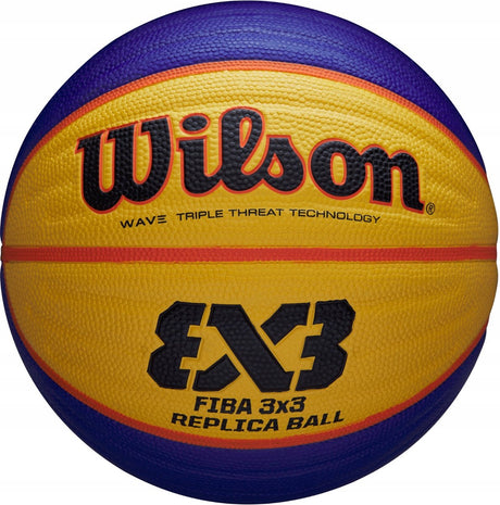 Wilson fiba 3x3 replica - basketbal - geel blauw - outdoor - maat 6