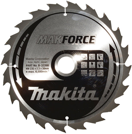 Makita cirkelzaagblad voor hout | makforce | ø 235mm asgat 30mm 20t - b-32269