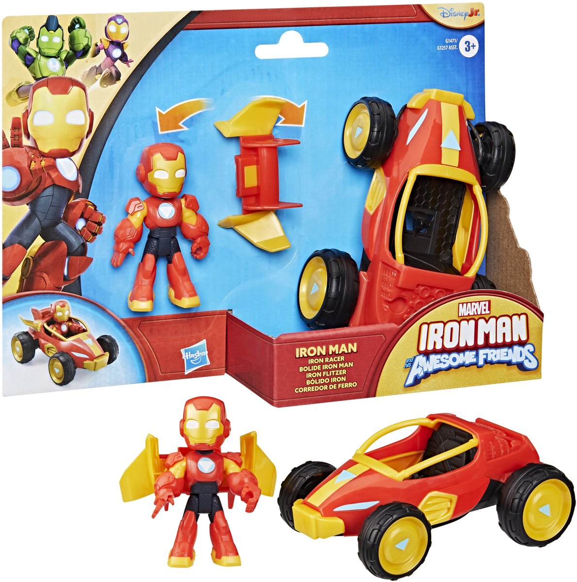 Hasbro marvel iron man and his awesome friends iron man racer speelfiguur