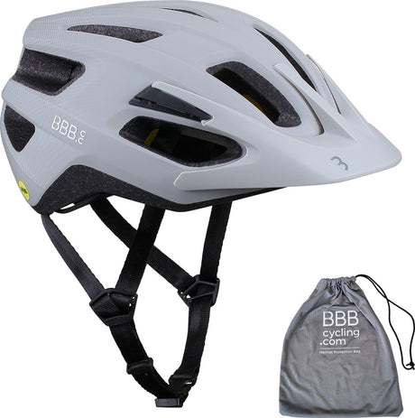 Bbb cycling dune mips 2.0 fietshelm volwassenen - mtb helm racefiets helm met helmtas - wielrenhelm - fietshelm dames - fietshelm heren - mat grijs wit - maat l - bhe-22t