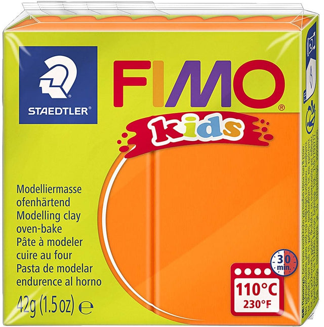 Fimo kids 8030 - ovenhardende boetseerklei - blokje 42 g - oranje