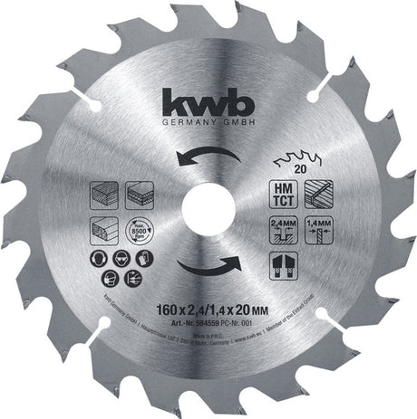 Kwb cirkelzaagblad hm tct 130 x 16 mm 18t