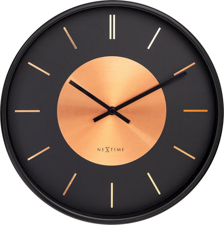 Nextime retro ii – wandklok – 25 cm – metaal – zwart koper – stil