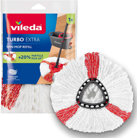 Vileda turbo extra vervanging - 1 per verpakking - geschikt voor alle centrifugesystemen van - +20% extra reinigingsvermogen - voor alle vloeren