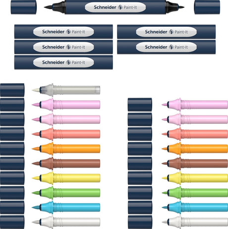 Schneider schrijfwaren schneider stift - twinmarker set - paint-it 040 - 10 kleuren + 6 houders - s-ml04010903