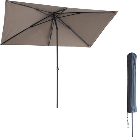 Kopu ® leon parasol rechthoek 150x250cm met hoes - hoogteverstelbaar - taupe