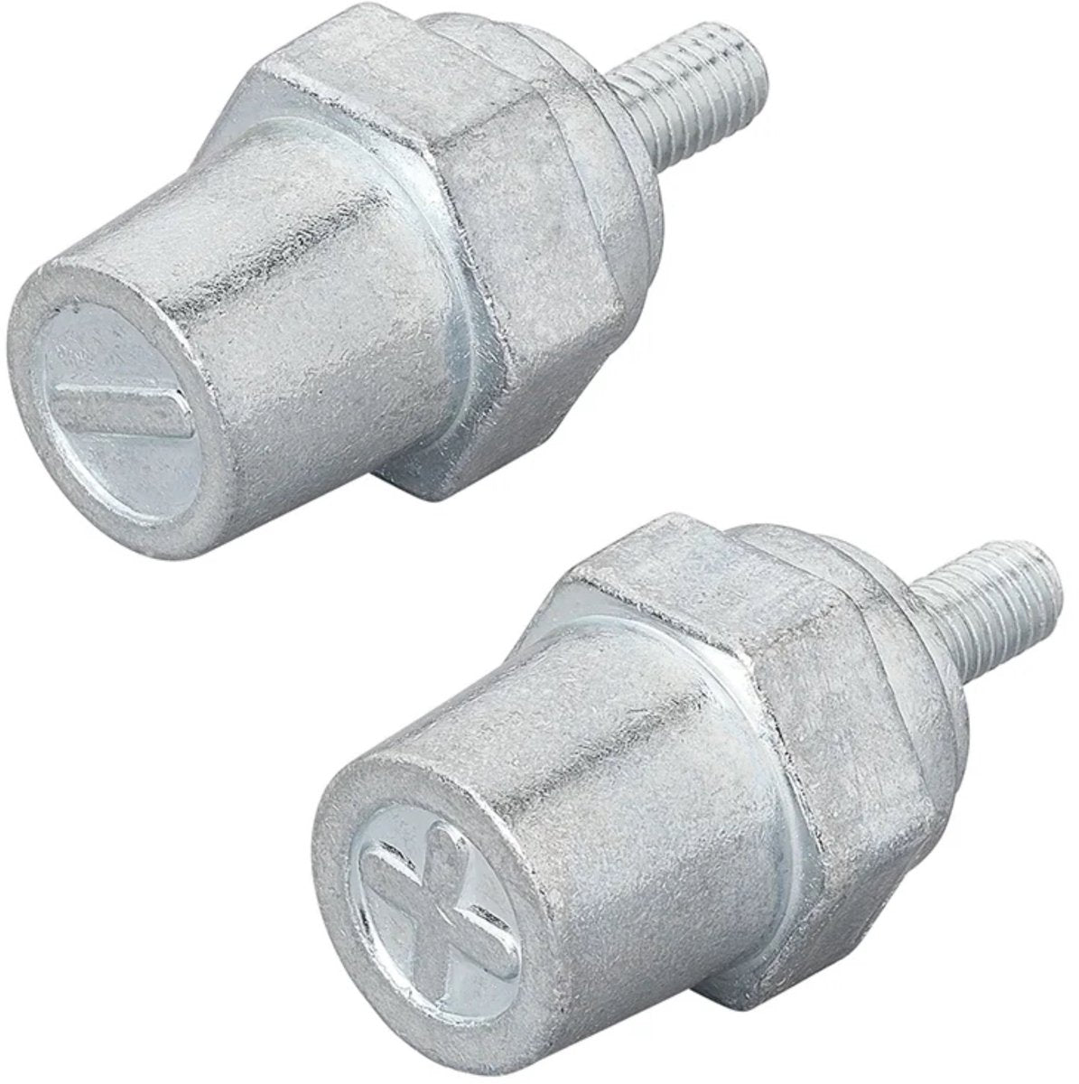 Proplus set van 2 schroefbare accupolen m6 – voor (lithium) accu met standaard accupolen – plus- en minpool – zilver