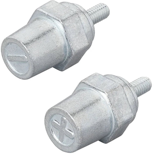 Proplus set van 2 schroefbare accupolen m6 – voor (lithium) accu met standaard accupolen – plus- en minpool – zilver