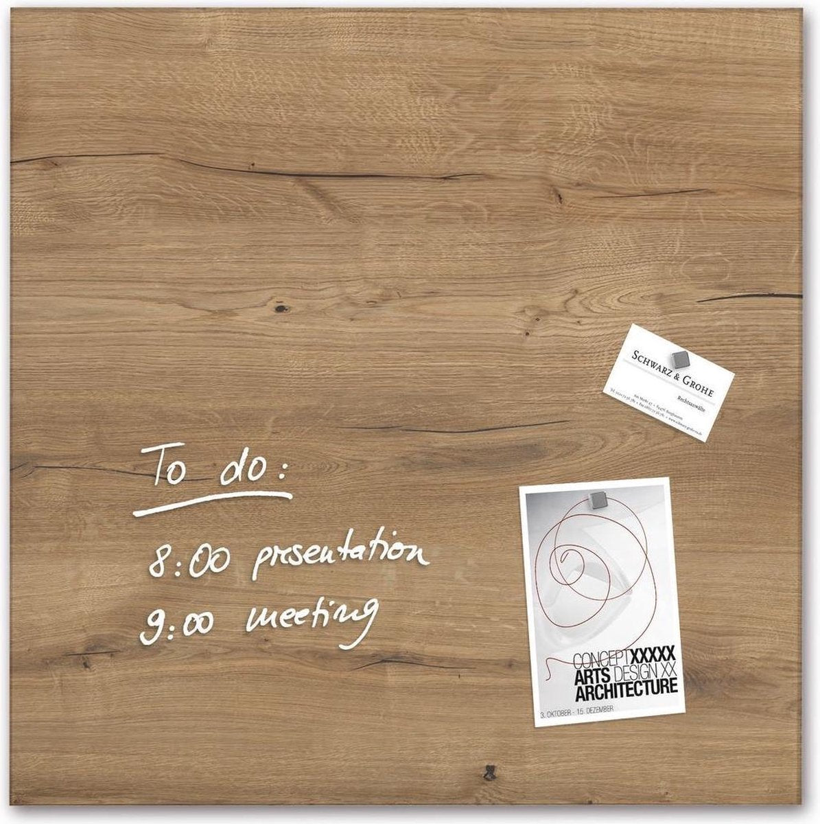 Sigel glasmagneetbord artverum 48x48cm natural wood