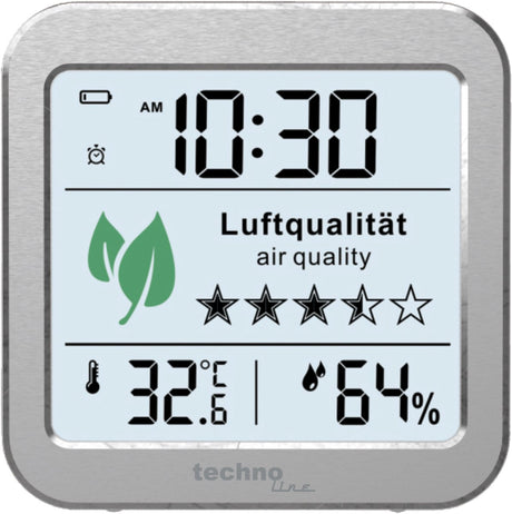 Technoline co2-meter wl 1020 met temperatuurweergave 82 x 82 x 25mm zilver