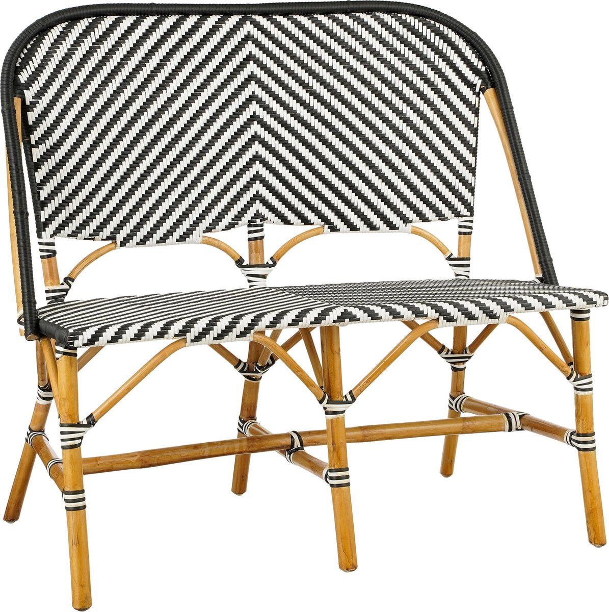 Mica decorations mandox bank voor buiten - l98 x b60 x h93 cm - rotan - zwart, wit