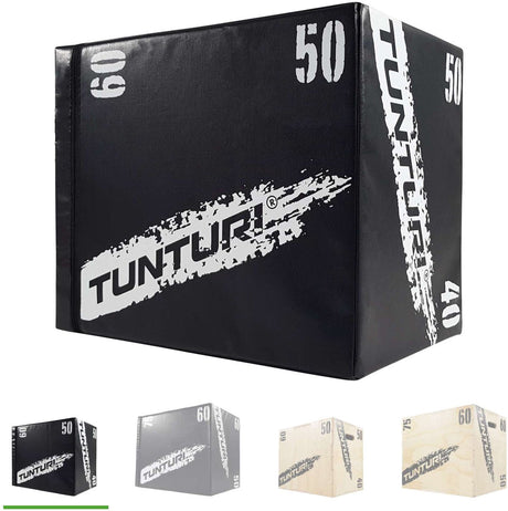 Tunturi plyo box voor krachttraining - houten fitnesskist met soft cover gemaakt van eva materiaal - jumpbox 40 50 60cm - incl. gratis fitnessapp