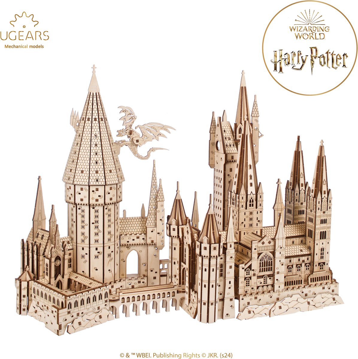 Ugears 3d modelbouw - hogwarts™ castle - harry potter™ - mechanisch bouwpakket hout - educatief speelgoed