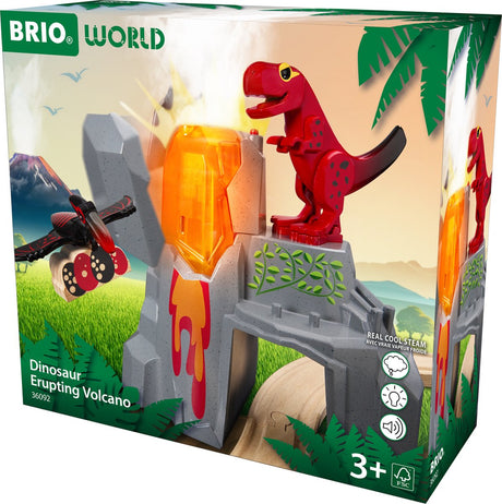 Brio world – 36092 dinosaurussen met vulkaanuitbarsting - set speelgoedtreintjes voor kinderen vanaf 3 jaar - complete treinset, zelfstandig speelbaar