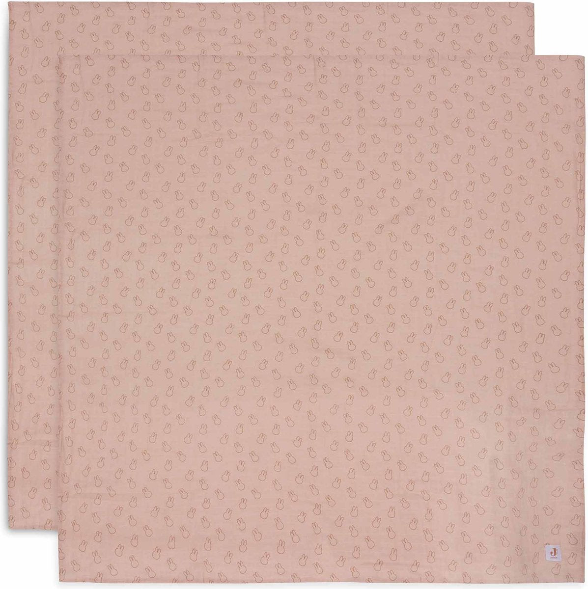 Jollein x nijntje - hydrofiele doek large 115x115cm - inbakerdoek - zacht katoen - 2 stuks - miffy silhouettes wild rose