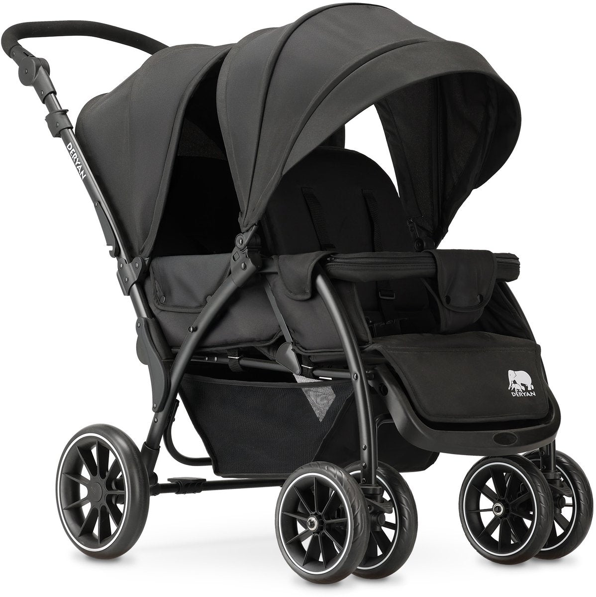 Deryan elena duo buggy - dubbele buggy - compact lichtgewicht - zwart