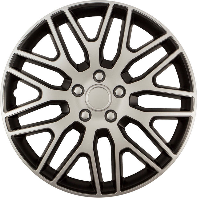 Versaco wieldoppen dakar zilver zwart 15 inch - set (4 stuks)