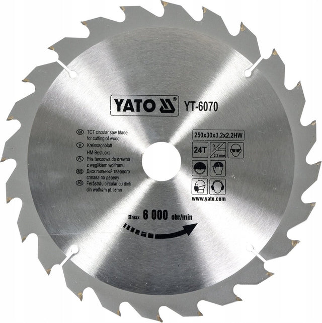 Yato cirkelzaagblad ø250 mm - 24t - binnendiameter 30 mm
