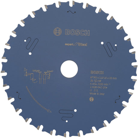 Bosch circular saw blade expert for steel 160 x 20 x 2,0 mm, 30