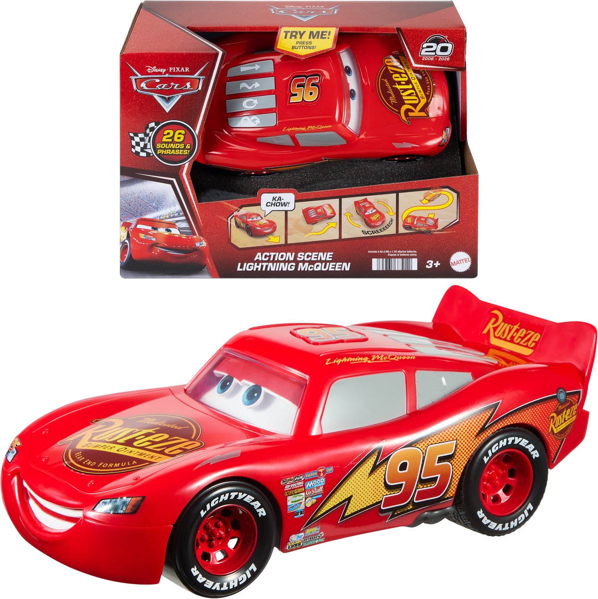 Mattel disney en pixar cars actiescène bliksem mcqueen - met geluidseffecten