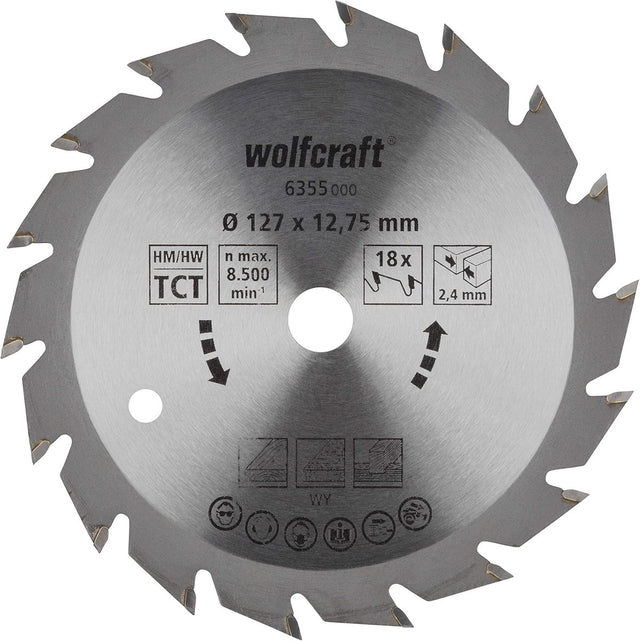 Wolfcraft - cirkelzaagblad 127mm - 18 tanden - 12,75 m boring - voor cirkelzaag - 6355000
