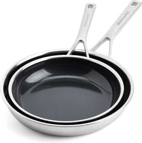 Kitchenaid multi-ply koekenpannenset 2-delig ø24+28cm - rvs - inductie - anti-aanbak - pfas-vrij