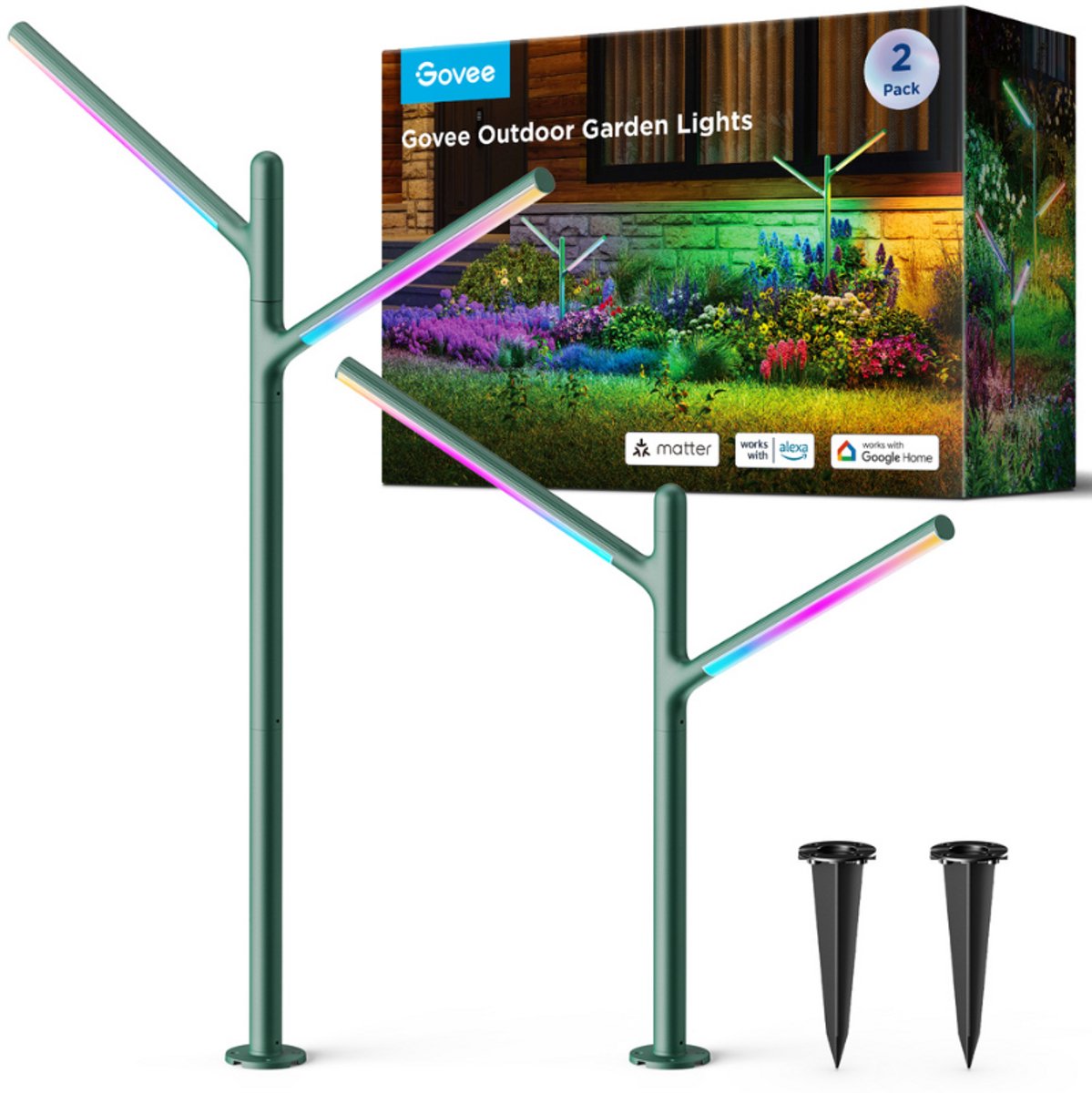 Govee outdoor garden lights slimme tuinverlichting matter rgbww 2 stuks