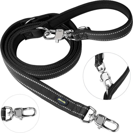 Peluvio amigo – hondenriem 2,2 m – 2,5 cm breed – verstelbaar – reflecterend – nylon – zwart – maat l – voor grote en zeer grote honden l
