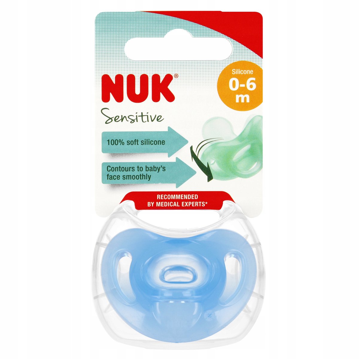 Nuk sensitive siliconen speen 0-6m blauw - orthodontisch anatomisch