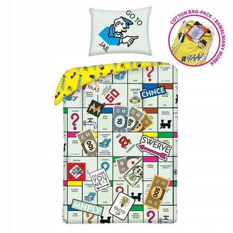 Halantex monopoly beddengoedset 140x200cm katoen met katoenen zak