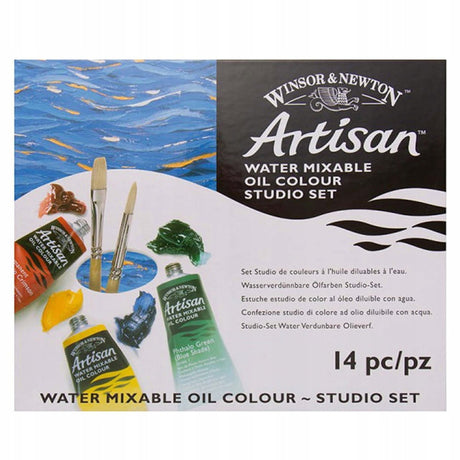Winsor newton 1590268 artisan water mixable oil colour - studio set 10x37ml + medium penselen