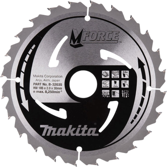 Makita accessoires makita ø 185mm asgat 30mm 24t cirkelzaagblad voor hout | mforce - b-32035