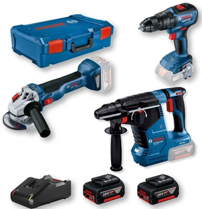 Bosch combo set 18v (gsb 18v-50, gws 18v-10, gbh 187-li) 2x5,0ah,xl-boxx …