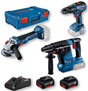 Bosch combo set 18v (gsb 18v-50, gws 18v-10, gbh 187-li) 2x5,0ah,xl-boxx …