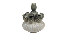 Vase ceramic 28x28x36cm white grey