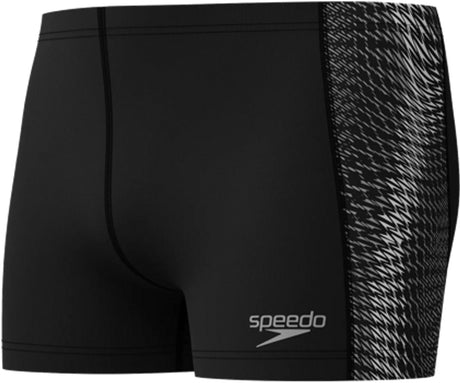 Speedo end+ tech panel aquashort heren - chloorbestendige zwemboxer heren - kleurvaste strakke zwembroek heren - sportzwembroek heren bestand tegen zonnebrandcrème - zwart grijs - xs
